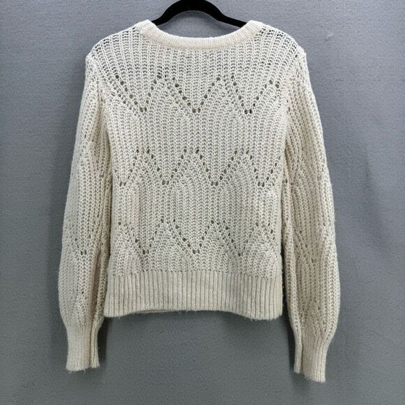 Abercrombie & Fitch Womens Heather Cream Stretch Wool Blend Sweater Size Small - Picture 2 of 8